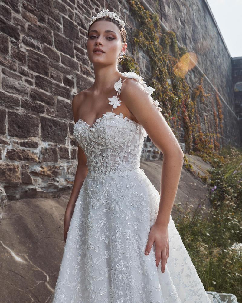 124104 a line sparkly wedding dress with pockets and sweetheart neckline2